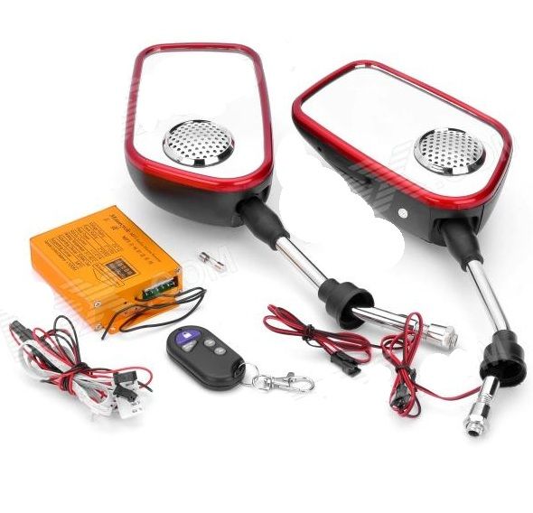 Espelho Retrovisor Mp3 Radio Fm P/ Motos C/ Controle Remoto